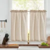 JINCHAN 2 Panels Linen Kitchen Curtains Japanese Striped Short Cover Curtains Rod Pocket Home Interior Shade Window Drapes Cafe 1