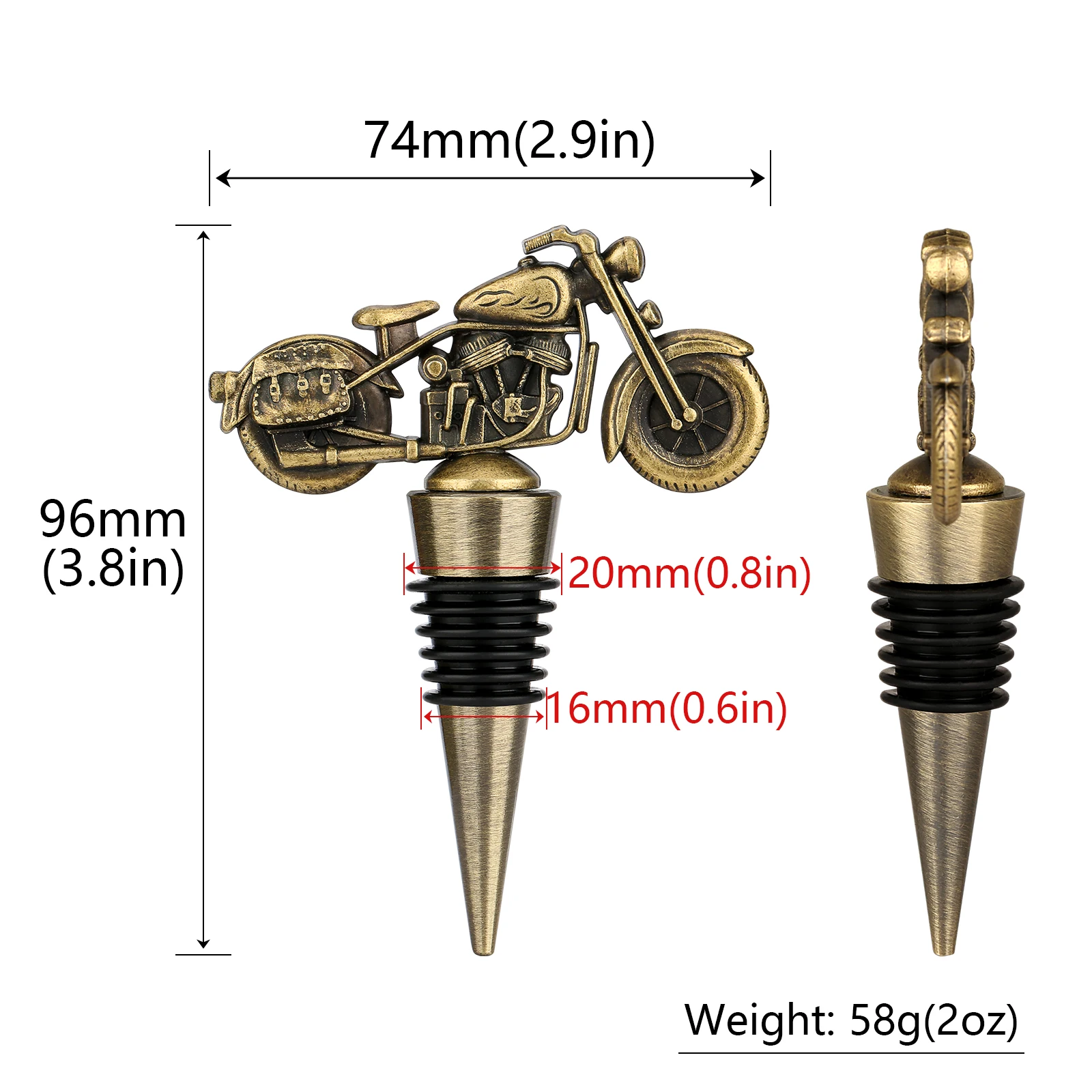 LKKCHER Motorcycle Wine Bottle Stopper Zinc Alloy and Food