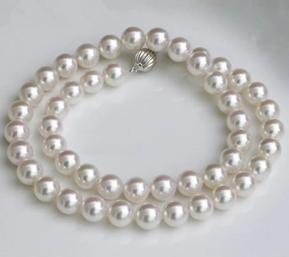 

AAAA 10-11mm Real Natural South Sea White Round Pearl Necklace