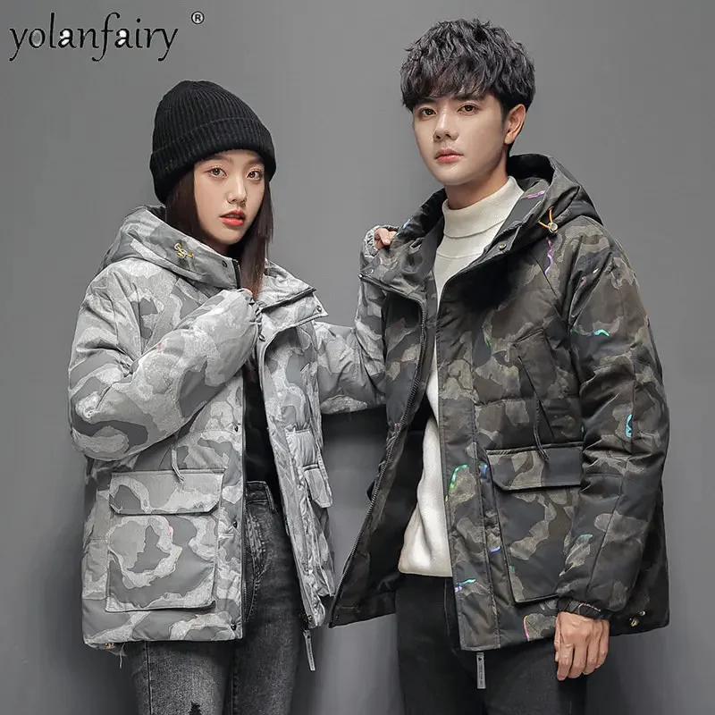 

Men's Down 2024 New Winter s for Men and Women Clothing Couples Thick Warm Trend Hooded Puffer Jacket Veste Homme F