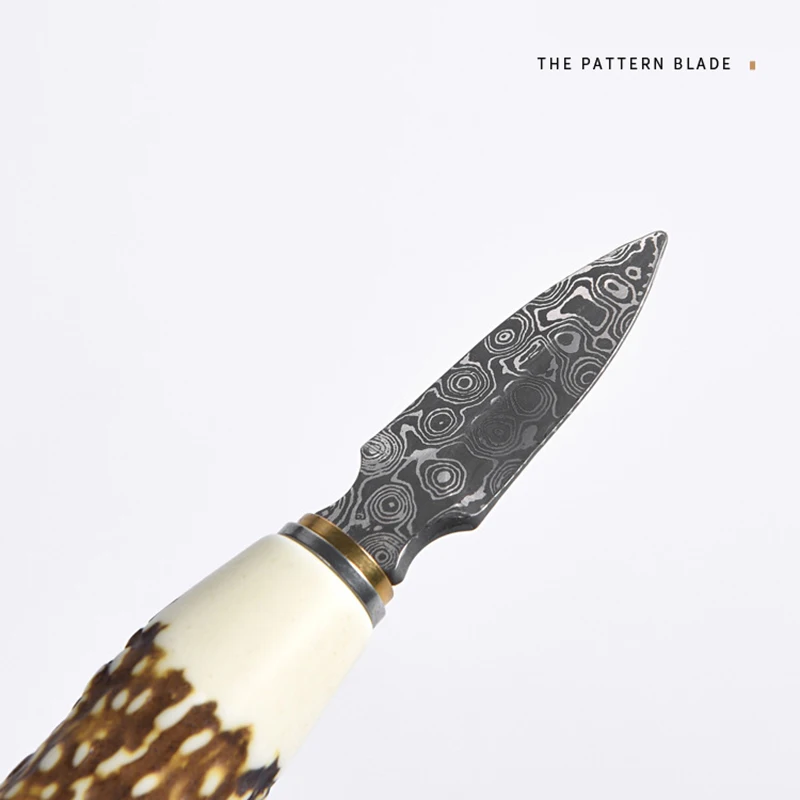 Description Picture 3 of itemNEW 1Pcs Stainless Steel Chinese Puer Tea Needle Cutter Unique Antler handle Damascus Tea Knife