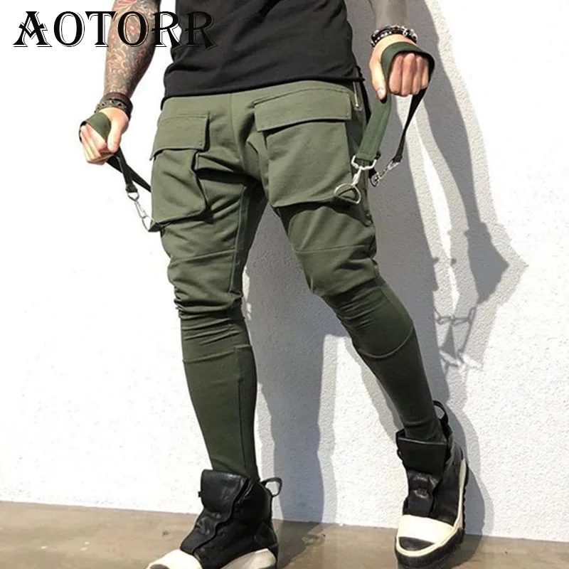 Pants Men Casual Joggers Multi-pocket 