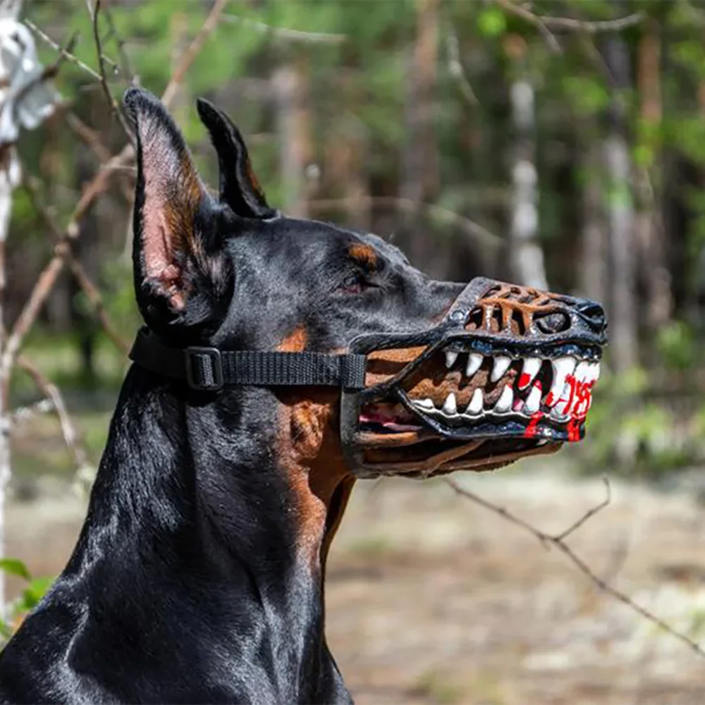 Nuovo Costume Di Halloween Zombie Dog Mask Basket Cage Museruola Training Per Mordere La Bocca Del Cane Con I Denti Per Pitbull Spooky Pup