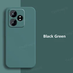 Premium Liquid Silicone Soft TPU Phone Case - Shockproof & Smooth Finish for Realme GT Neo 6 (BlackGreen)