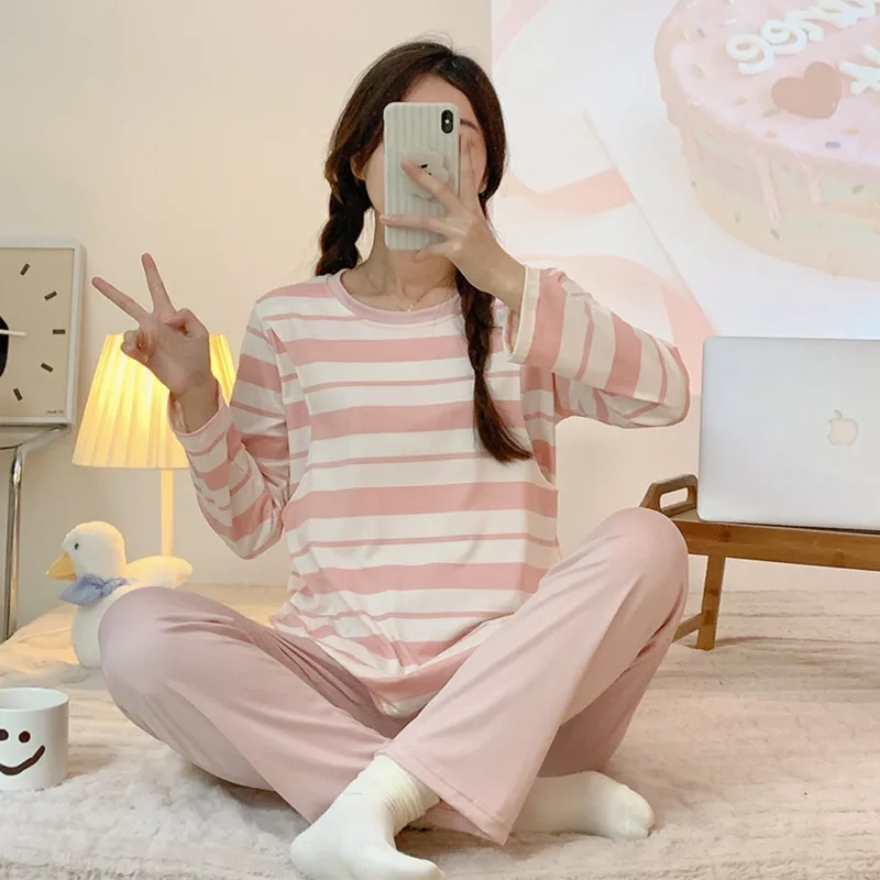 Maternity Wear Thin Pajamas Home Wear Monthly Wear Suit Breastfeeding Suit Long-Sleeved Home Wear Suit Maternity Casual Wear 3