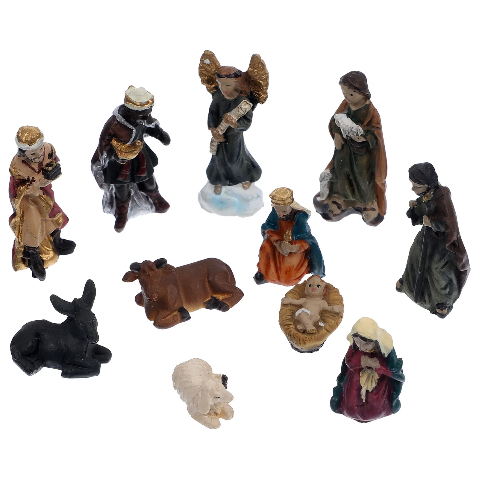 

Mini Jesus Birth Figurines Nativity Ornaments Sculptures Home Decor Resin Christian Gift Set For Christmas Crib Craft Decor