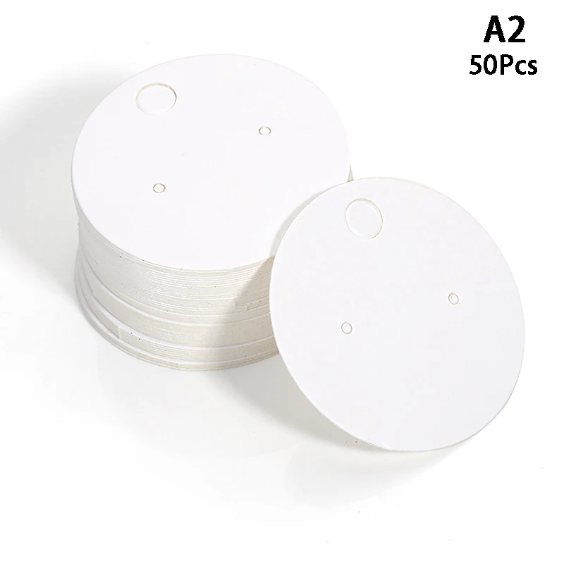 סט של 50 כרטיסי אחסון עגולים וחזקים לעגילים, תגיות מקרטון נצמדות מנייר קראפט