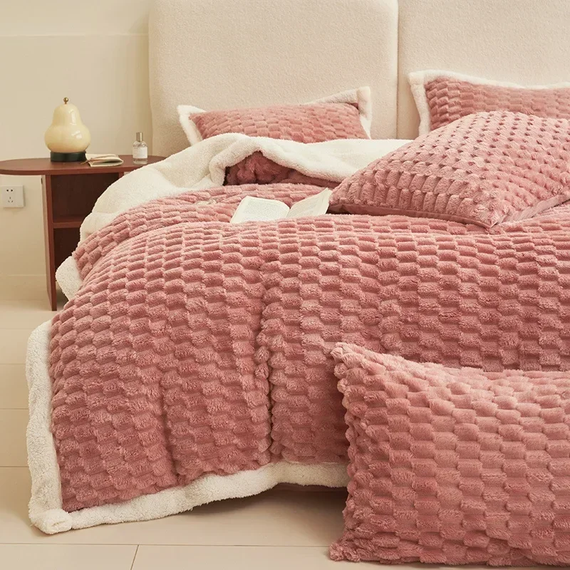 

Coral Fleece Duvet Cover for Bedding Warm Thicken Comforter Sets Quilt Cover Nordic Sling Duvet Cover 220x240 Velvet Bed Linen