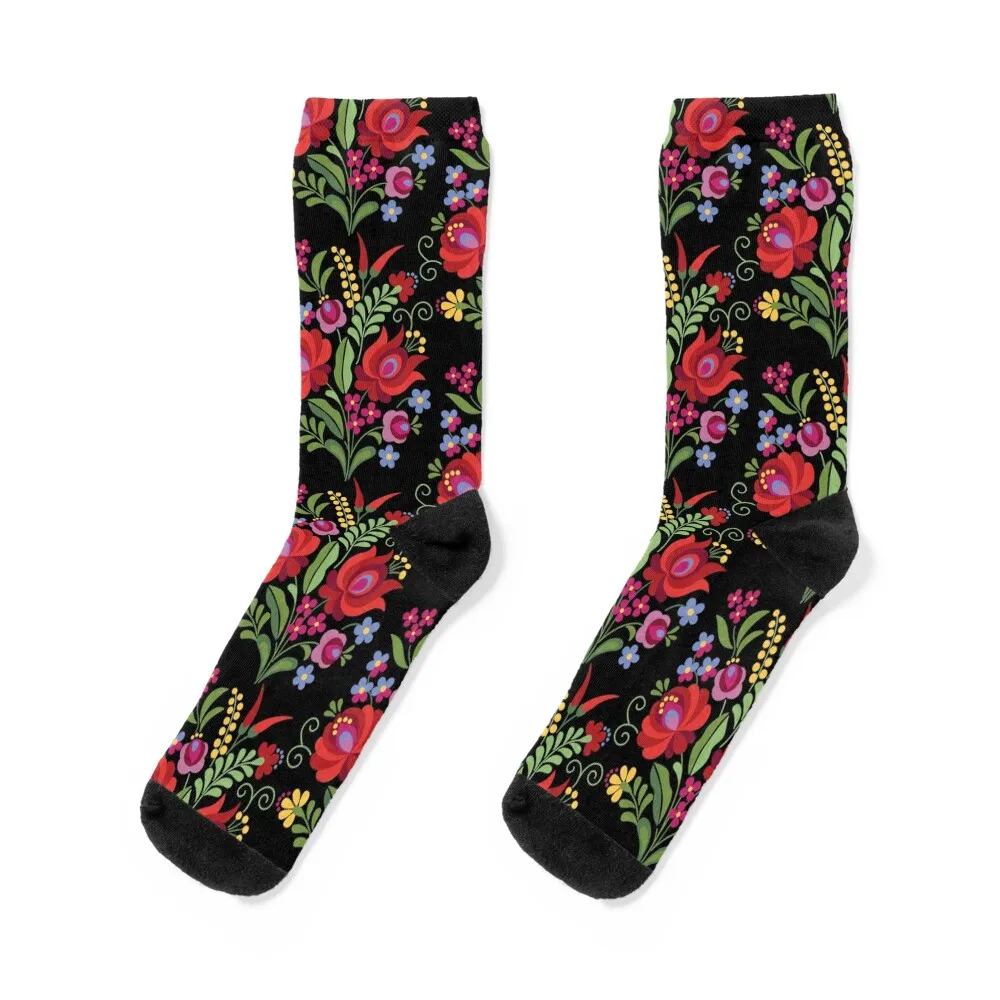 

Hungarian Folk Design Red Peppers on Black Socks sports and leisure Non-slip funny sock Socks Male Women's