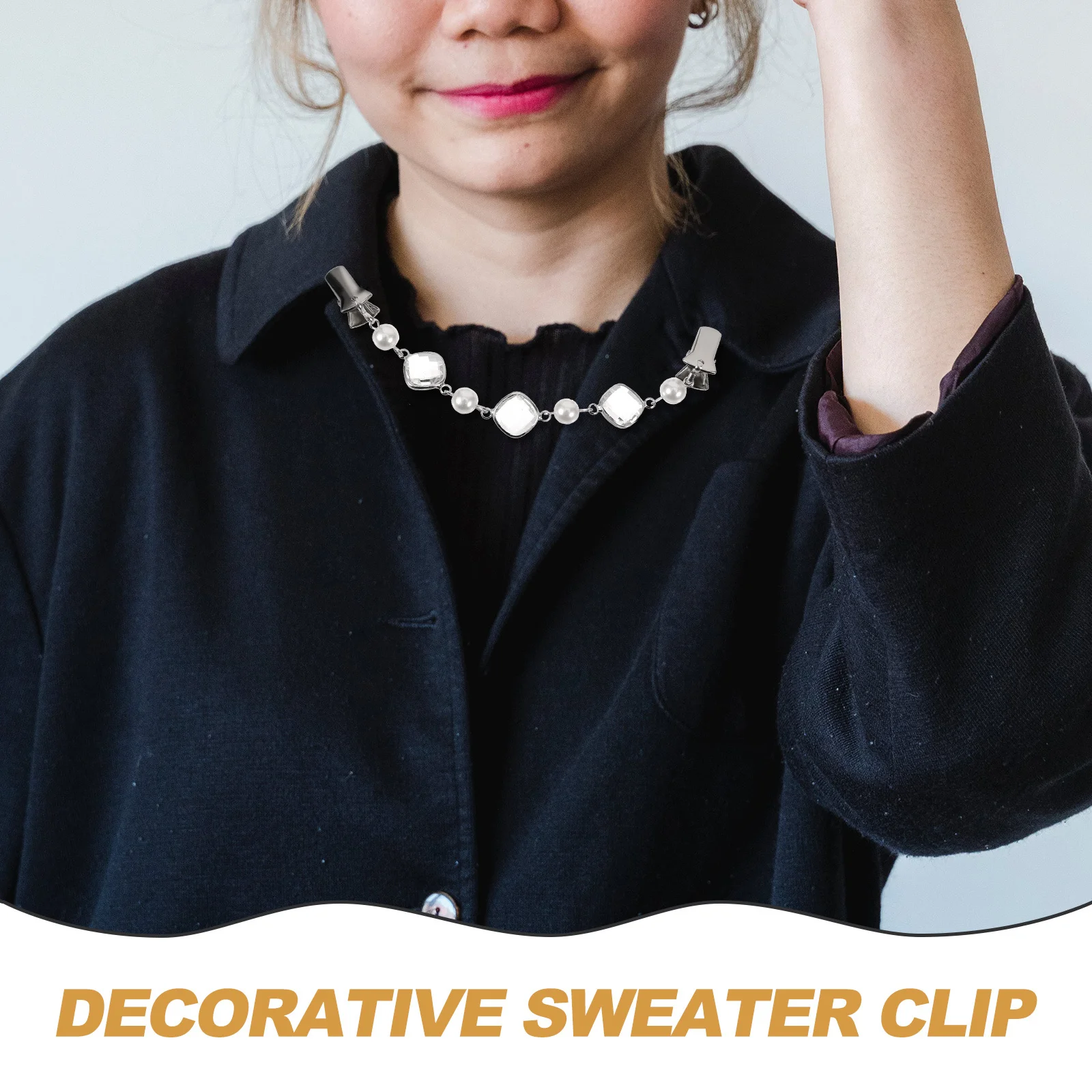 2개입 크리스탈 스웨터 클립 장 금속 가디건 클립 진주 나비 숄 드레스 클립 의류 클립 가디건 클립