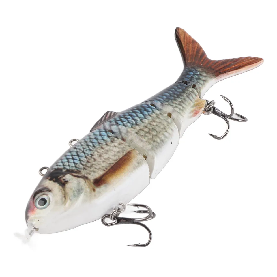Electronic Fishing Bait Robotic Swimming Fishing Lure With Green LED Light - Rechargeable Multi-Jointed Electric Bait Rechargeable Electric Fishing Bait