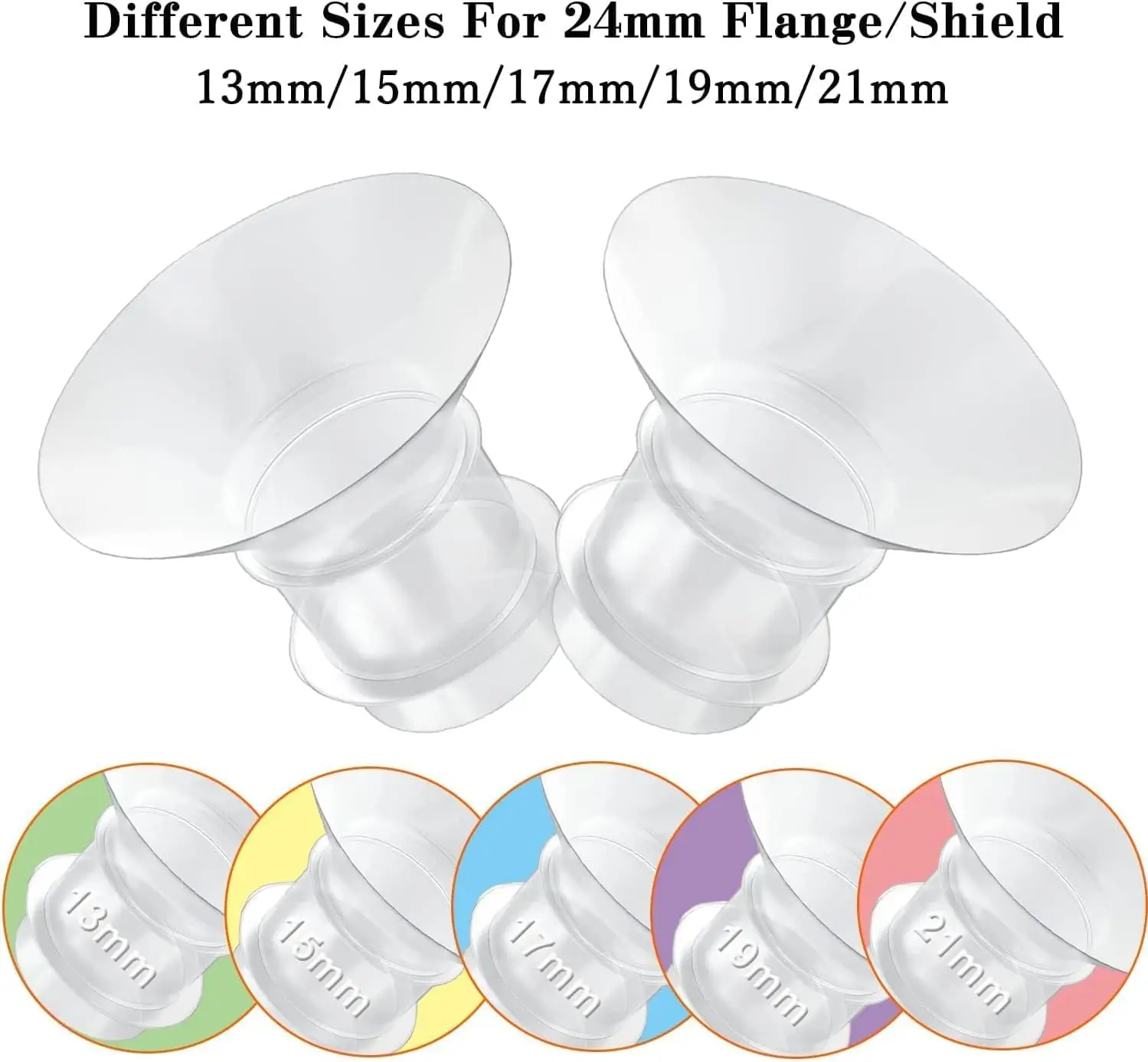 Flange Insert 13/15/17/19/21mm Compatible with Medela/Spectra/XIMYRA/YOUHA/TSRETE/Momcozy S12/S12Pro Breast pump 24mm Flange 4
