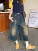 Retro Blue Wide Short Jeans Women Baggy Y2k Jorts Casual Vintage Streetwear Harajuku Korean Style Denim Shorts Basic Summer 2024