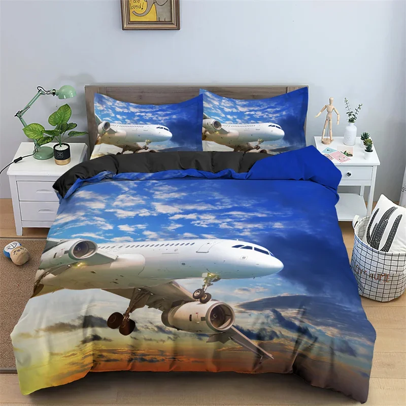 3D Flugzeug Gedruckt Bettwäsche Set Kinder Erwachsene 2/3 stücke Bettbezug Mit Kissenbezug Tröster Bettwäsche Quilt Abdeckung Luxus Bettwäsche set – Detail 4