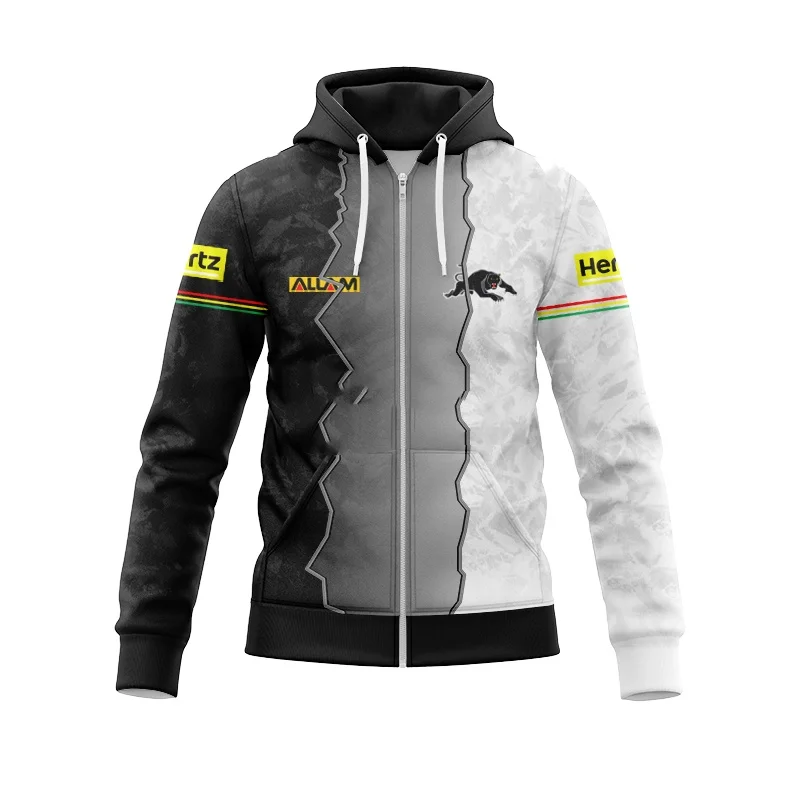 thumbnail image 1 of Sudadera con capucha y cremallera 2024 Penrith Panthers Media Jersey - Gris (nombre y número personalizados), 1 of 5