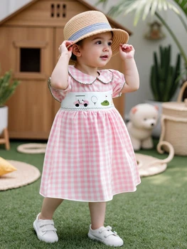 Baby Girl Sleeveless Floral Print Ruffle Hem Dress with Bow Detail and Matching Bloomers Set 4