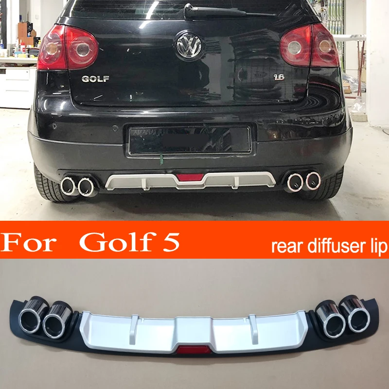 Vw Golf 5 V Abs Plastica Argento/Nero Paraurti Posteriore Diffusore Posteriore Spoiler Labbro Per Vw Golf 5 V