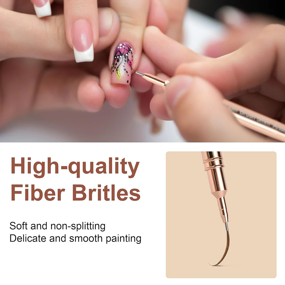 Champagne 4/8/12/20/25mm Nail Art Pens Detail Liner Brushes Nail Tools Long Lines Drawing Liner Brush UV Gel Polish Painting 3