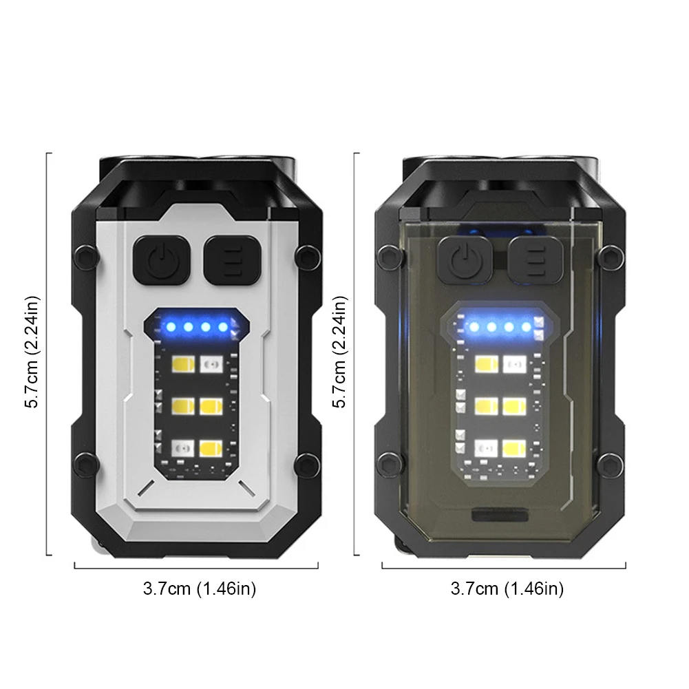 Mini Keychain Flashlight USB Charging Super Bright Torch 300mAh Emergency Work Light Multifunctional for Camping Fishing Walking