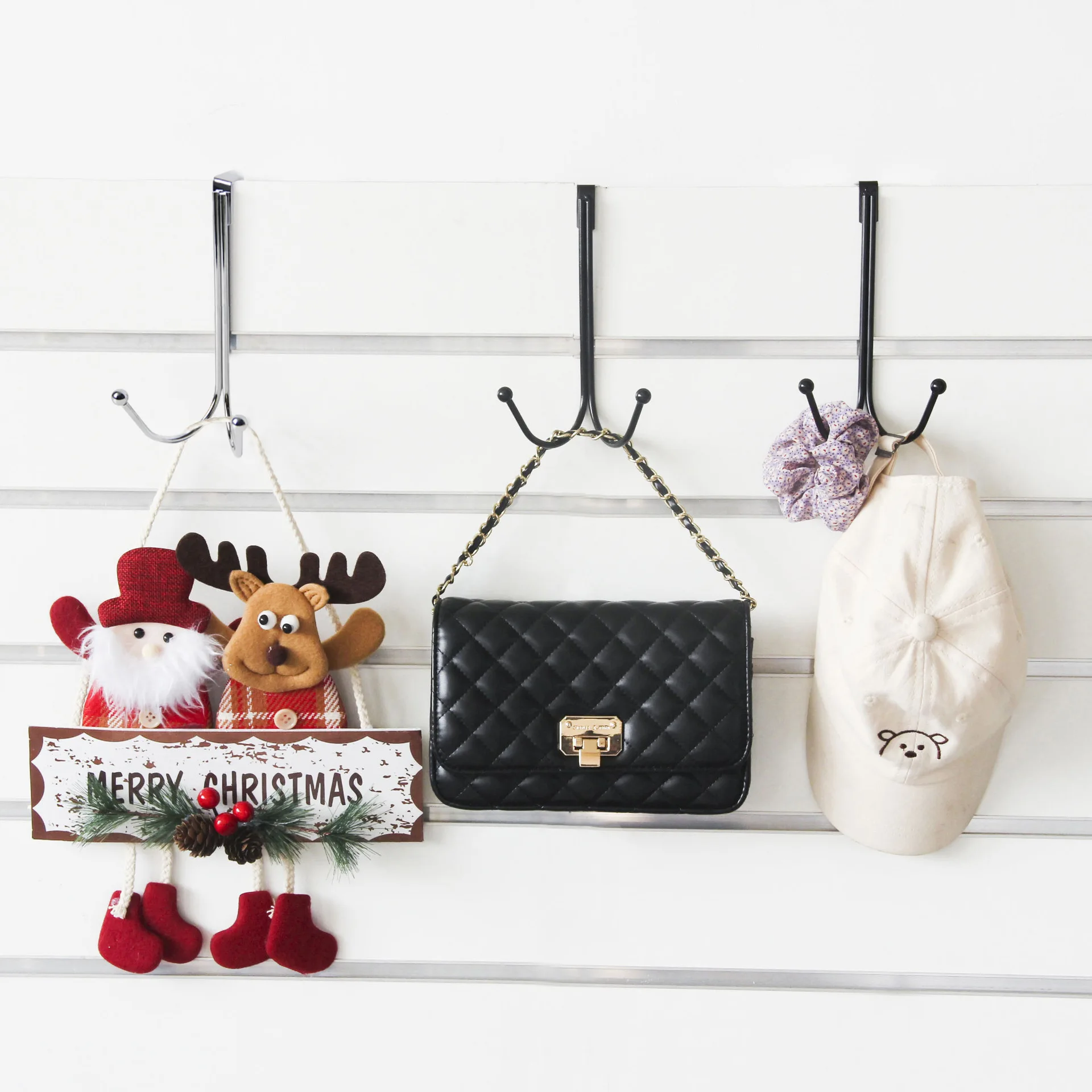 

Christmas Decorating Door Hooks Iron Art Free Punch Door Back Clothes Hanger Hooks Metal Non-slip Clothing Hat Storage Rack Hook
