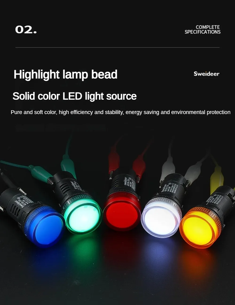 Description Picture 6 of item22mm LED Indicator Light AD136-22A Small Plastic Power Signal Lamp Beads 24V 36V 110V 220V 380V Red Green Yellow Blue White