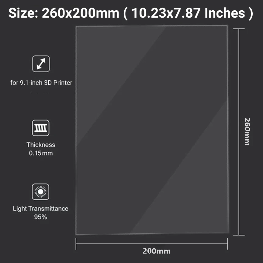 5Pcs 9.1 인치 Fep 필름 260*200*0.15mm ANYCUBIC Photon 모노 X2 모노 X 6Ks ELEGOO Mars 4 Max Saturn S 3D 프린터 부품