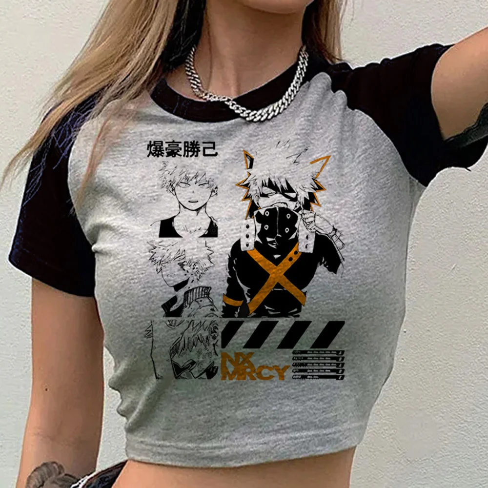 Bakugo Katsuki Crop-Top Shoujo 2000er Meme Baddie Goth lustiges T-Shirt Anime Cutecore Gyaru Goth süß – Detail 12