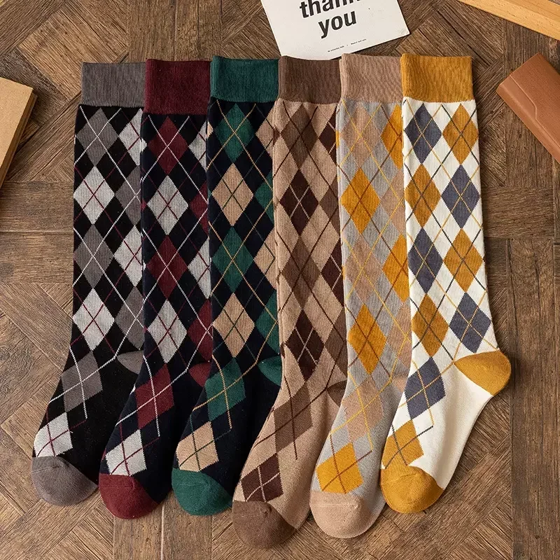 Frauen Strümpfe Japanische Mode Plaid Schule Mädchen Lange Socken Strümpfe Frauen College Stil Gestrickte Baumwolle Knie Socken Strümpfe