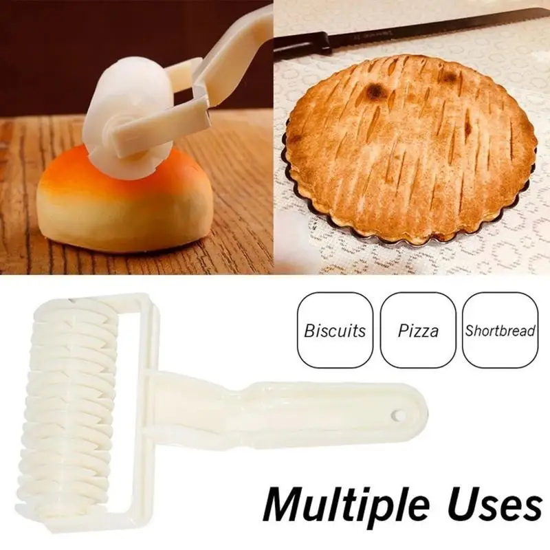 S0792aee1c2074c61b5e205b552ef6db1E 1PC High Quality Pie Pizza Cutter Pastry Bakeware Embossing Dough Roller Lattice Cake Tools Plastic Baking Tool