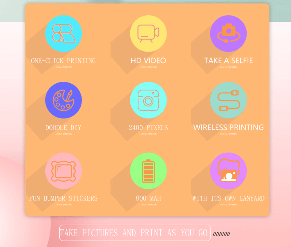 Description Picture 3 of itemKids Instant Camera 2.4Inch IPS Screen Full HD Instant Print Digital Camera Light Ear With Lanyard Birthday Gifts for Boys Gilrs