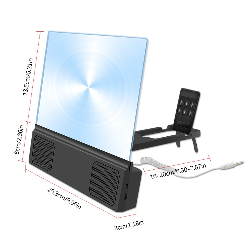 Amplificador de Pantalla para Teléfono Móvil con Altavoz, Lupa de Video, Soporte Plegable 5