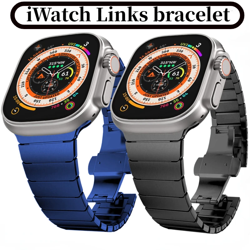 

Metal Link Bracelet Strap for Apple Watch Band 45mm 49mm 44mm 41mm 40mm 42mm Stainless Steel Belt iWatch Ultra 9 8 7 6 5 4 3 SE