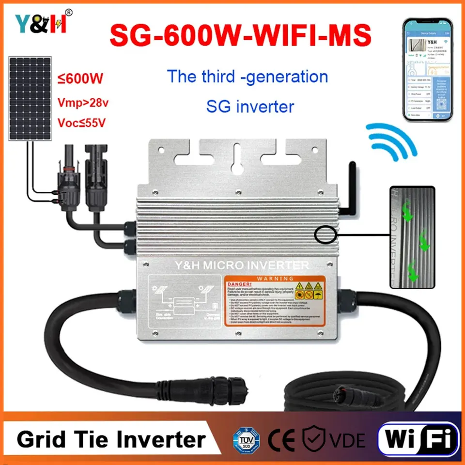 Solar Wechselrichter 600W-1600W Grid Tie Inverter MPPT Balkonkraftwerk APP  Wifi