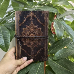 Vintage Gothic Embossed Leather Travel Journal - Handmade Refillable Aesthetic Diary for Personal Expression and Gift Giving