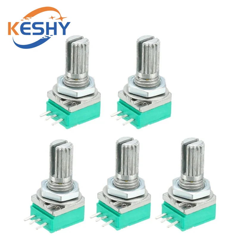 5Pcs Potentiometers Industrial Switches RK097 RK097N 3Pin B1K 5K 10K 20K 50K 100K 500K Switch Audio Shaft 15mm Amplifier Sealing