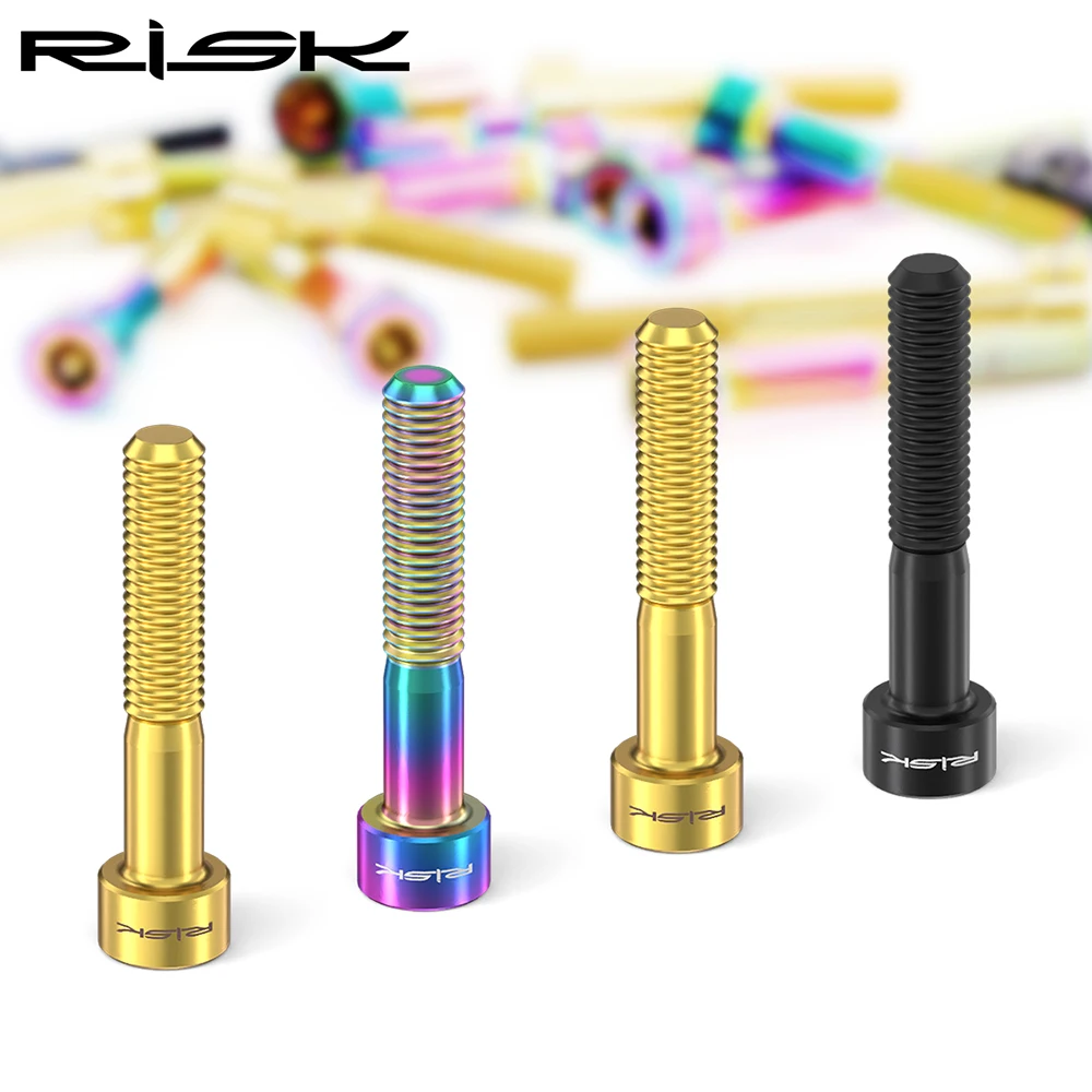 RISK Titanium Bolts M6 x 30 35 40 50mm, Allen Key for MTB Road Bike Taper Head, Bicycle Headset Cap