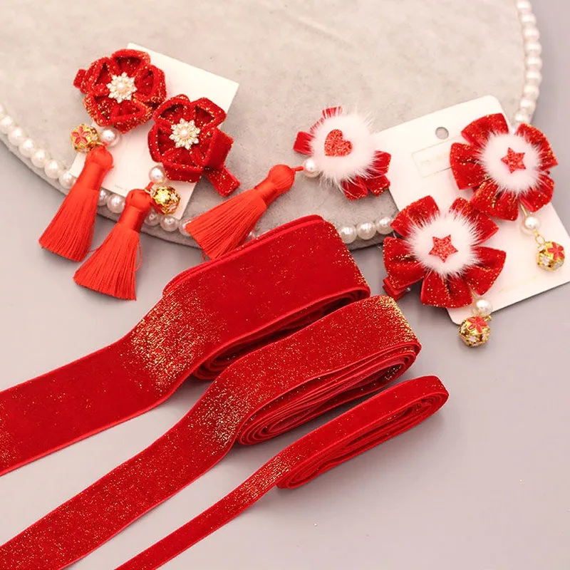 6/10/20/38mm Christmas Velvet Bow Gift Ribbon Packaging For Decoration