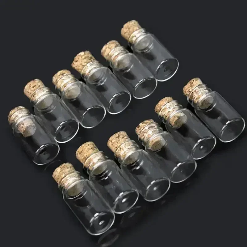 Miniature Transparency Glass Bottle 10pcs Bottles Cork Pendant Charm Vials Travel Portable Liquid Storage Tank Mini Glass Tank