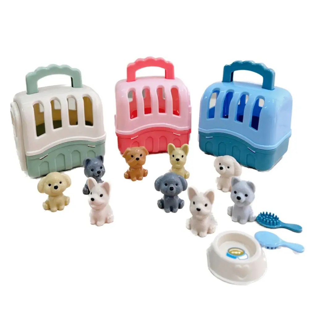 Playing House Pet Basket Dog Set Scene Playing Family Toys Dog Dollhouse Cartoon Miniature Dog Cage Toys Birthday Gift