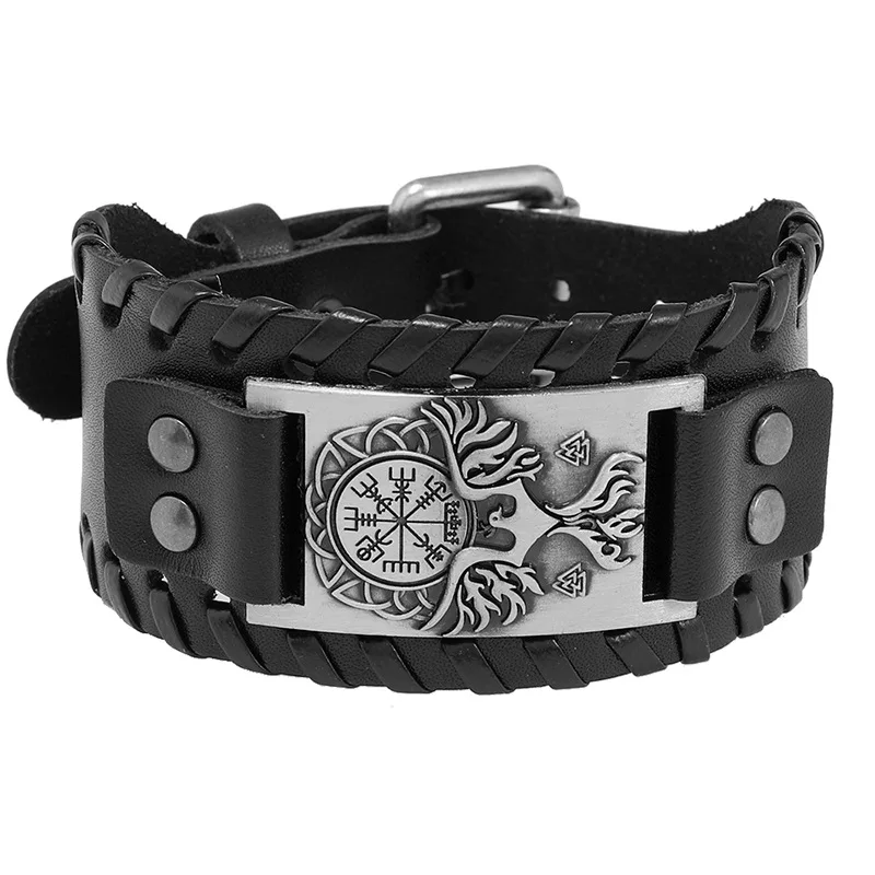 Bracelet Jewelry Trendy Viking Bracelet Nordic Rune Compass God Bird Charm Men's Bracelet