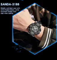 Sanda 3186 Trendy Digital Quartz Analog Electronic Double Display TPU Strap Waterproof Shock Fashion Sports Men Cool Watches 2