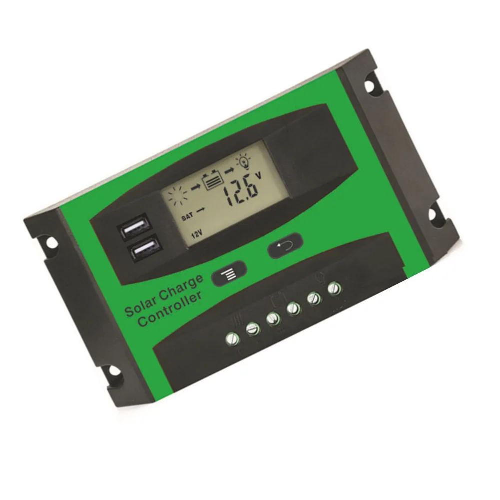 

Brand New Solar Charger Controller 12V/24V 2 Way 30A Auto Black Green Charge Controller LCD Screen MPPT Regulator