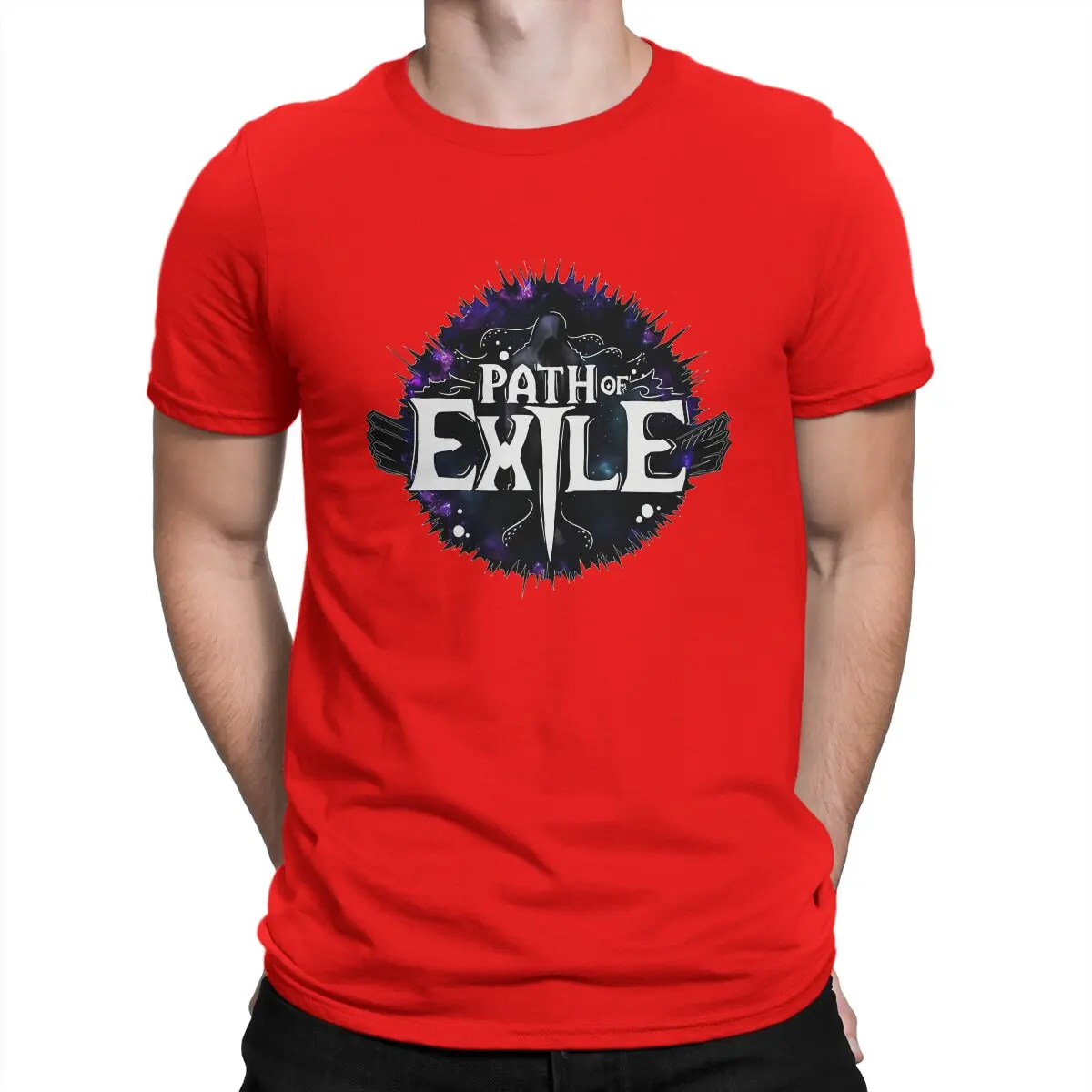 thumbnail image 1 of Camiseta de hombre con fondo moldeador, fresca y única, de algodón puro, de manga corta, de Path of Exile, cuello redondo, tallas 4XL y 5XL., 1 of 7