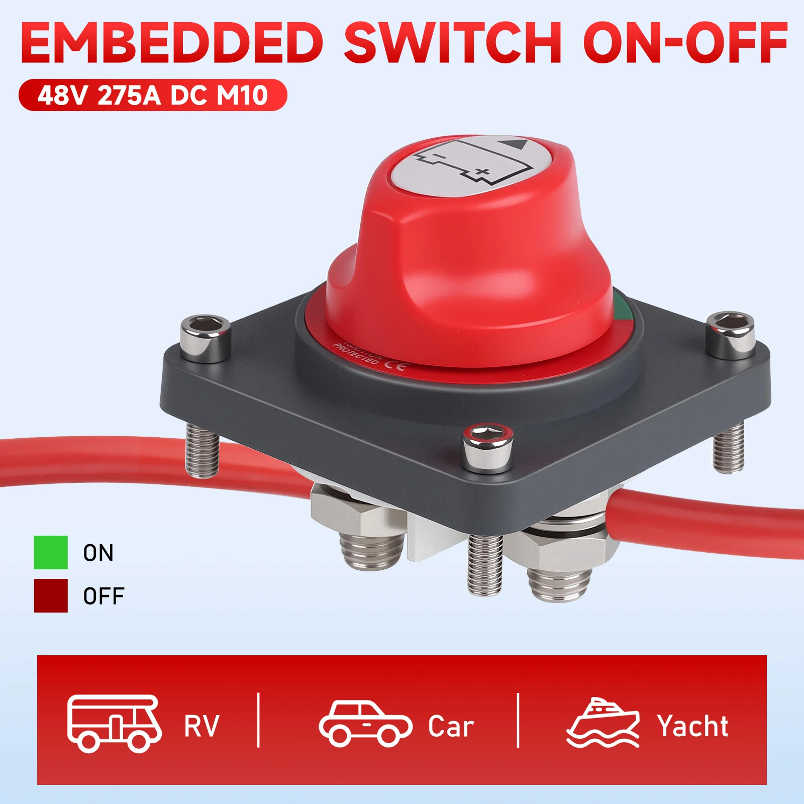 Vegena Lot De 2 Isolateur Interrupteur 12 V/24 V Interrupteurs De Batterie Coupe Circuit Batterie 2 Pôles Coupe Batterie Interrupteur De Secours Coupe-Batterie Pour Voiture, Camion, Bateau