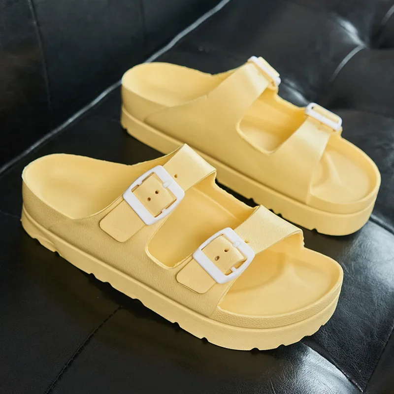New Arrival 2024 Thick Sole Sandals Breathable Comfort Beach Casual Shoes Double Belt Adjustable Flat Slippers Jelly Shoe Mujer