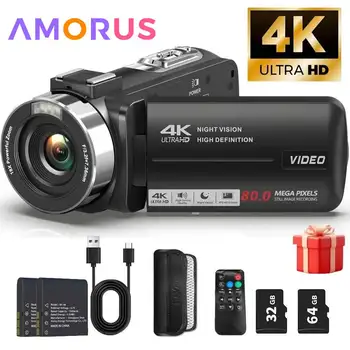 Videocamera 4K Videocamera Ultra 80MP Fotocamera digitale Vlogging per YouTube 3.0" IPS 270 °   Schermo DV portatile per visione notturna IR