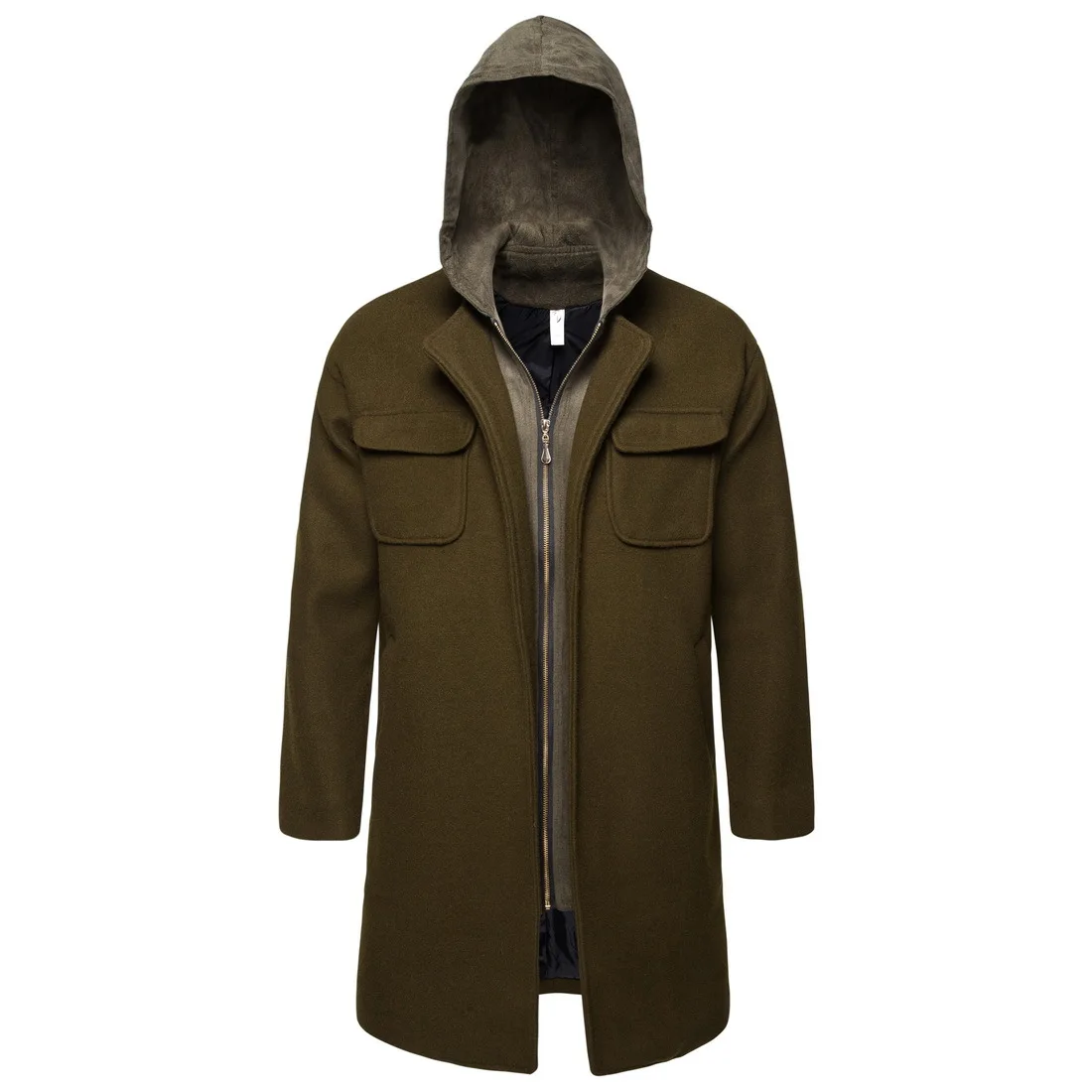 

Woolen Coat Male Long Jacket Cotton Thick Warm Men Overcoat Winter