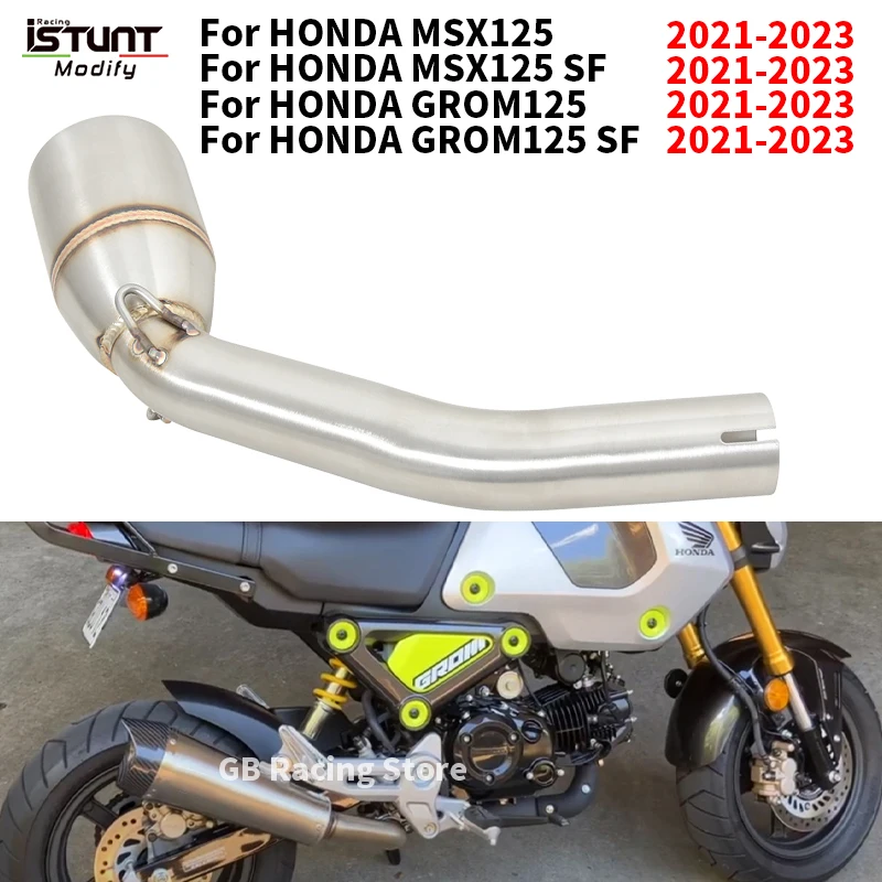 For Honda GROM125 MSX125 SF GROM 125 2021 2022 2023 Motorcycle Exhaust Escape Moto Full Systems Modified Middle Link Pipe 50.8MM