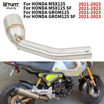 For Honda GROM125 MSX125 SF GROM 125 2021 2022 2023 Motorcycle Exhaust Escape Moto Full Systems Modified Middle Link Pipe 50.8MM