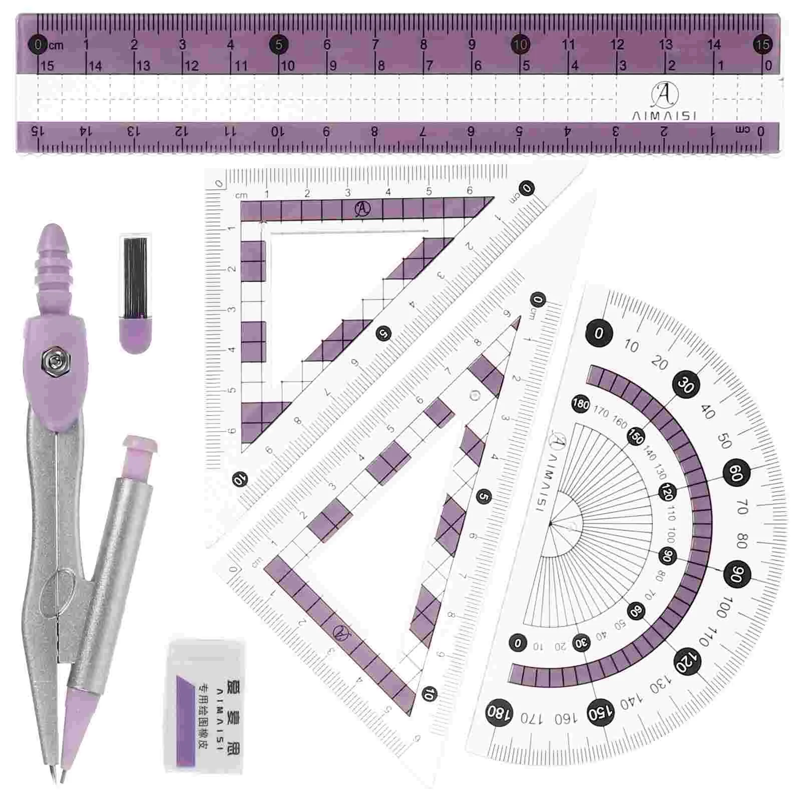 

Ruler Set Measurement Tool Office Drawing Compass Professional Geometry Protractor Kids Stationery Accessories Triangle